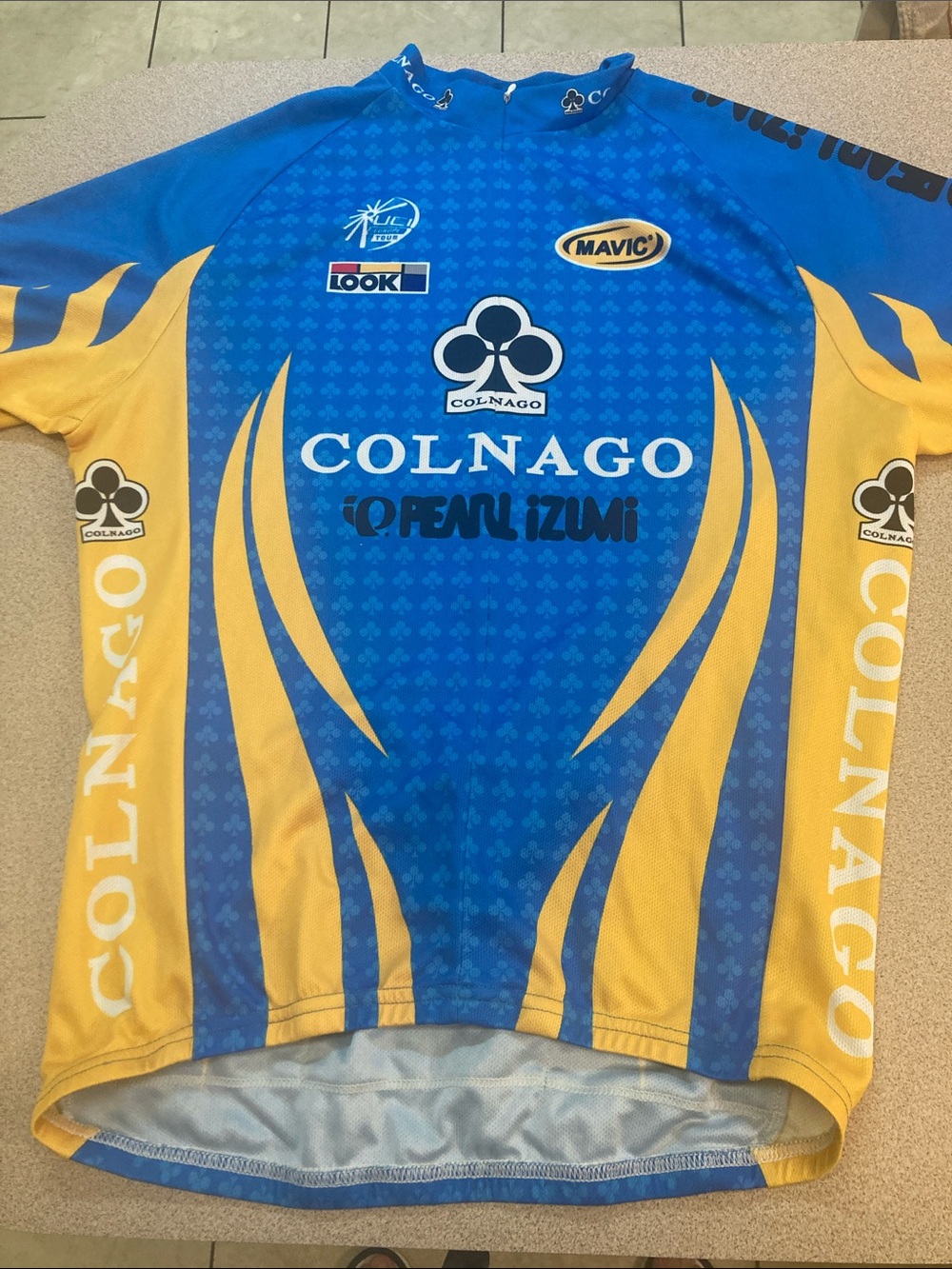 Pearl Izumi Blue and Yellow Cycling Jersey with Colnago Logos -XL